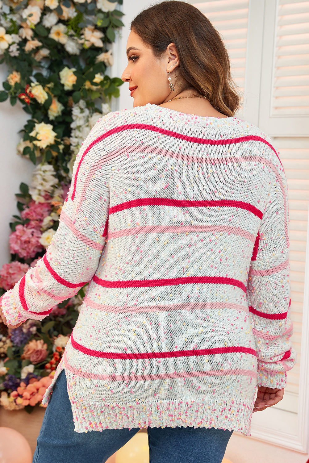 Pink Multicolor Stripe Sweater