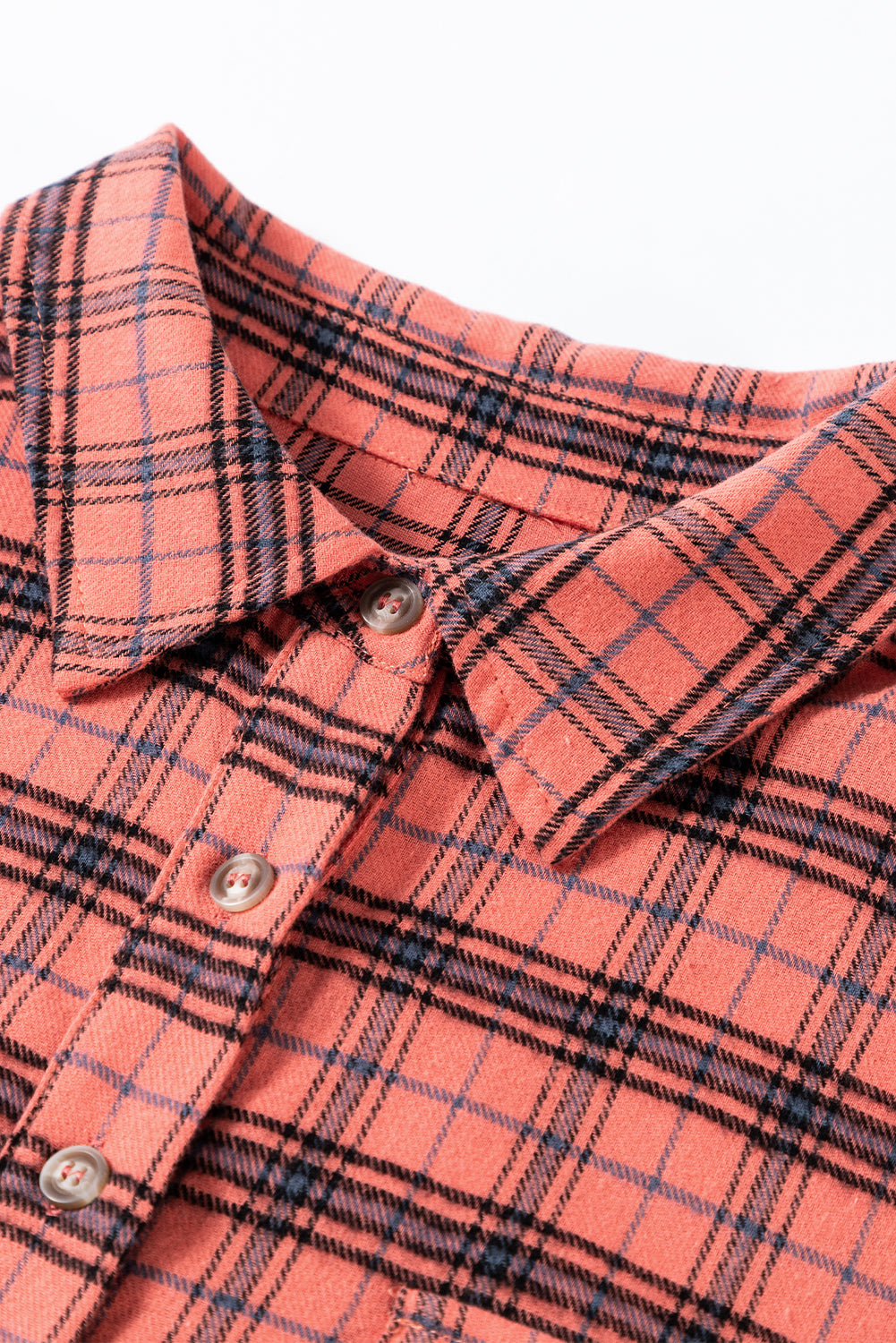 Plaid Long Sleeve Side Distressed Shirt