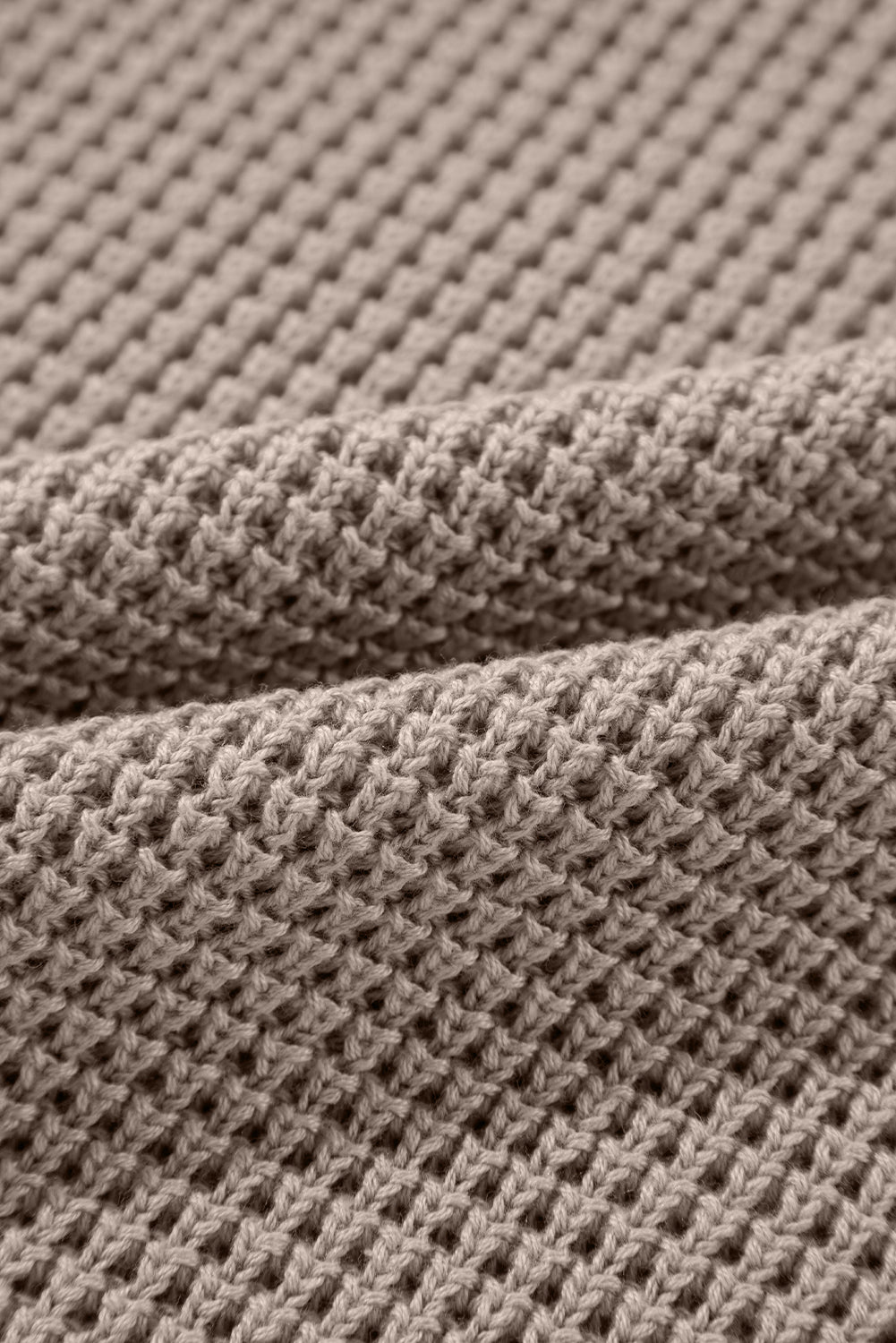 Smoke Gray Striped Plaid Waffle Knit Turtleneck Sweater