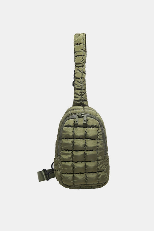 Olive Green Quilted Crossbody Bag