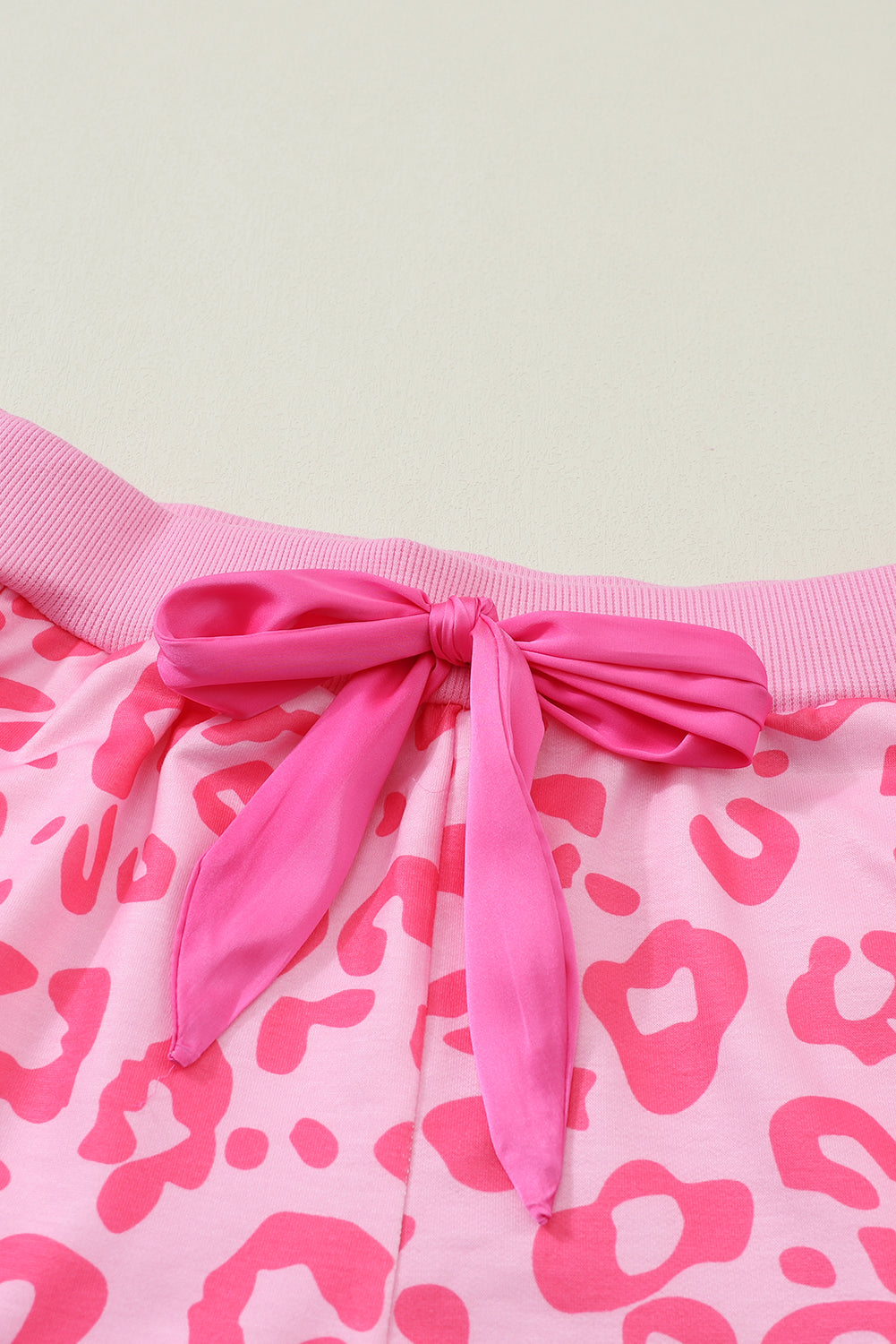 Pink Leopard Long Sleeve Satin Two Piece Set