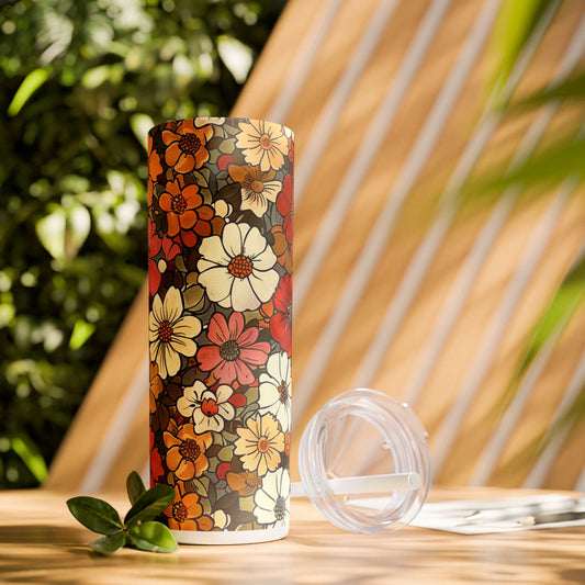 Retro Floral 20 oz Tumbler with Straw