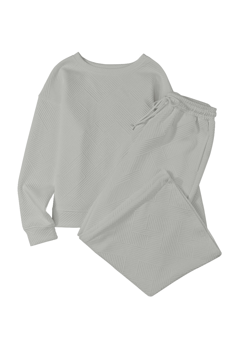 Textured Loose Slouchy Long Sleeve Top and Pants Set