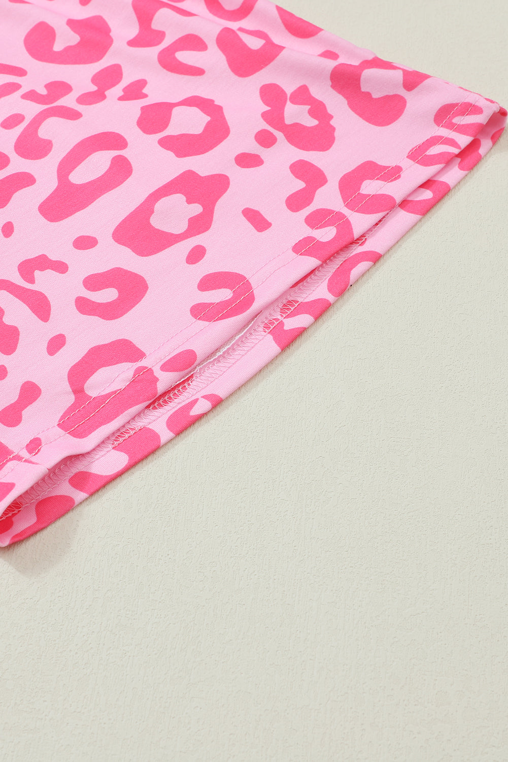 Pink Leopard Long Sleeve Satin Two Piece Set