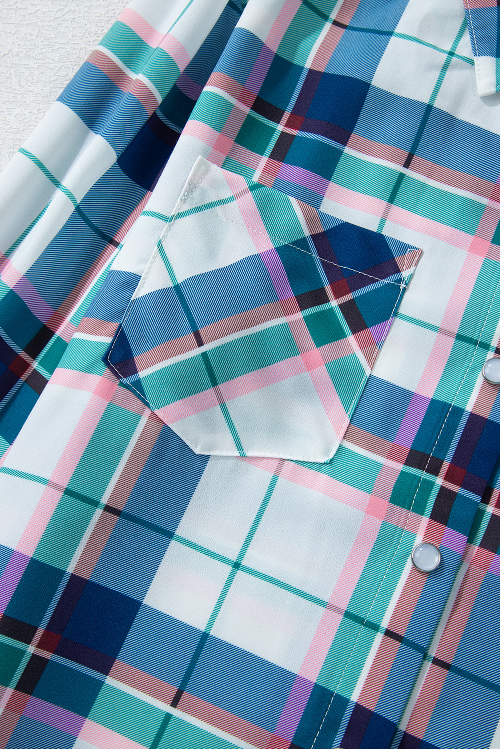 Blue Plaid Print Shirt and Shorts Lounge Set