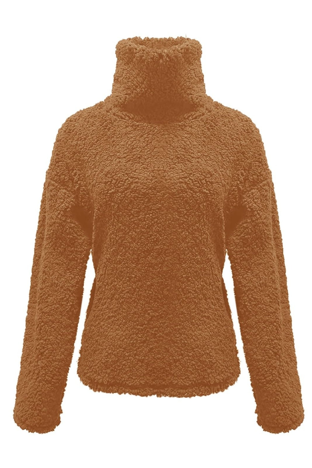 Cozy Caramel Fuzzy Turtleneck Sweatshirt