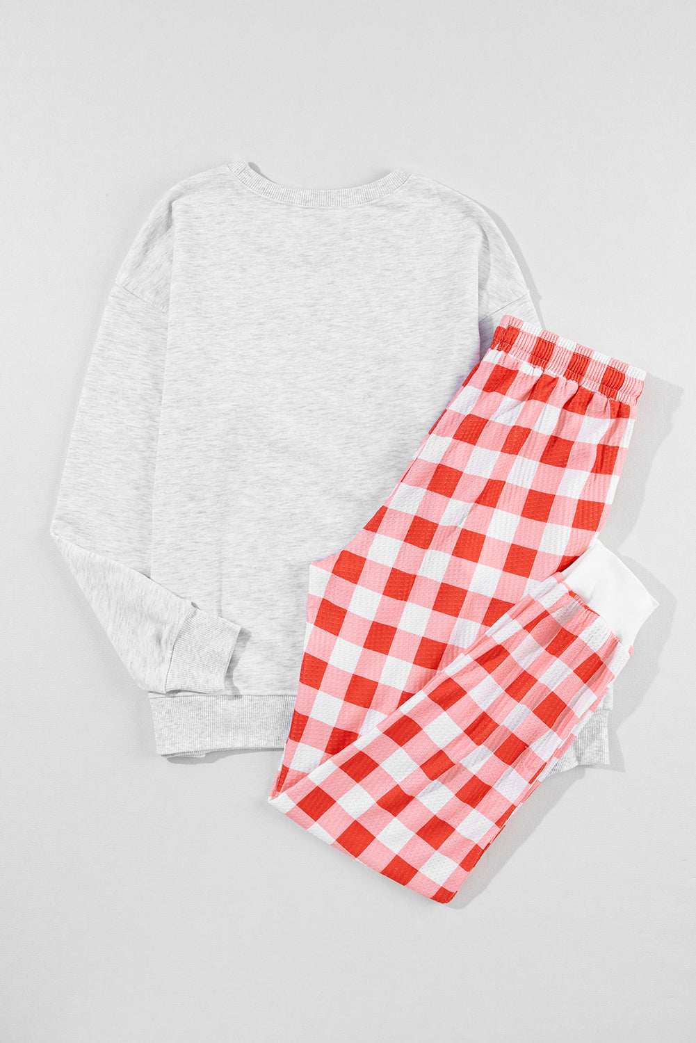 Claus Graphic Top Plaid Pants Lounge Set