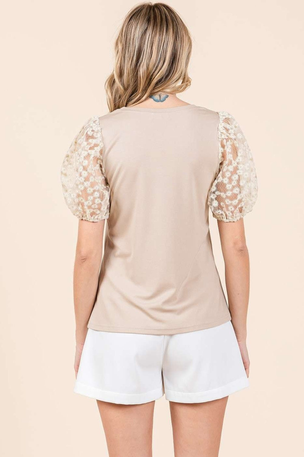 Mittoshop Round Neck Puff Sleeve Top