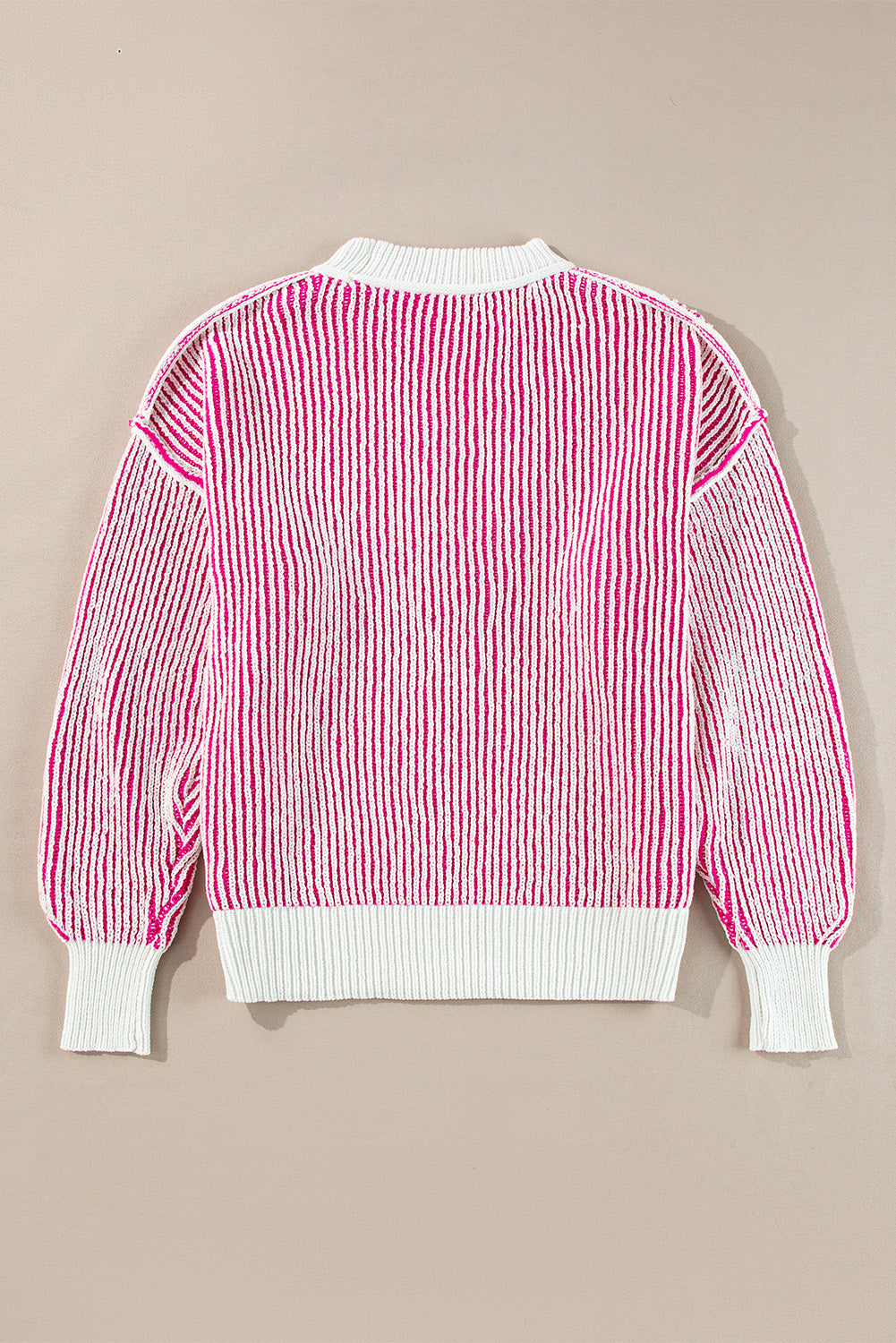 Pink Striped Textured Sweater