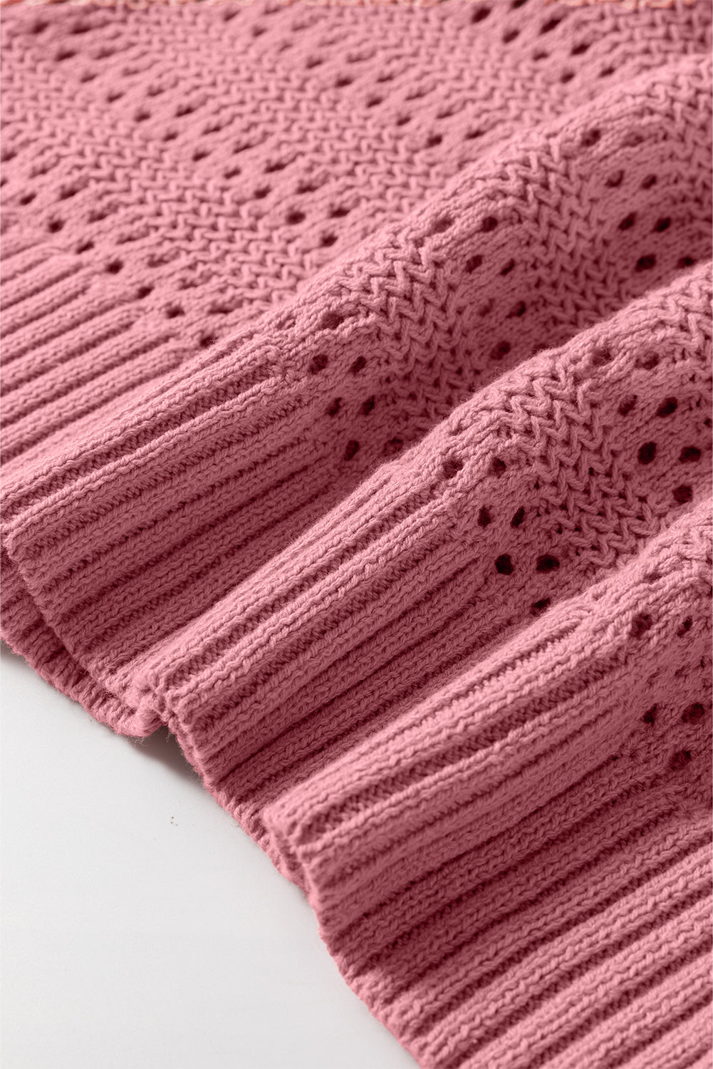 Chic Pointelle Knit Hoodie with Cozy Raglan Sleeves