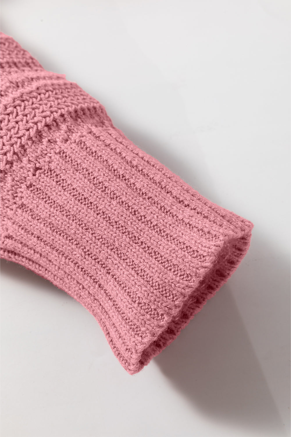 Chic Pointelle Knit Hoodie with Cozy Raglan Sleeves