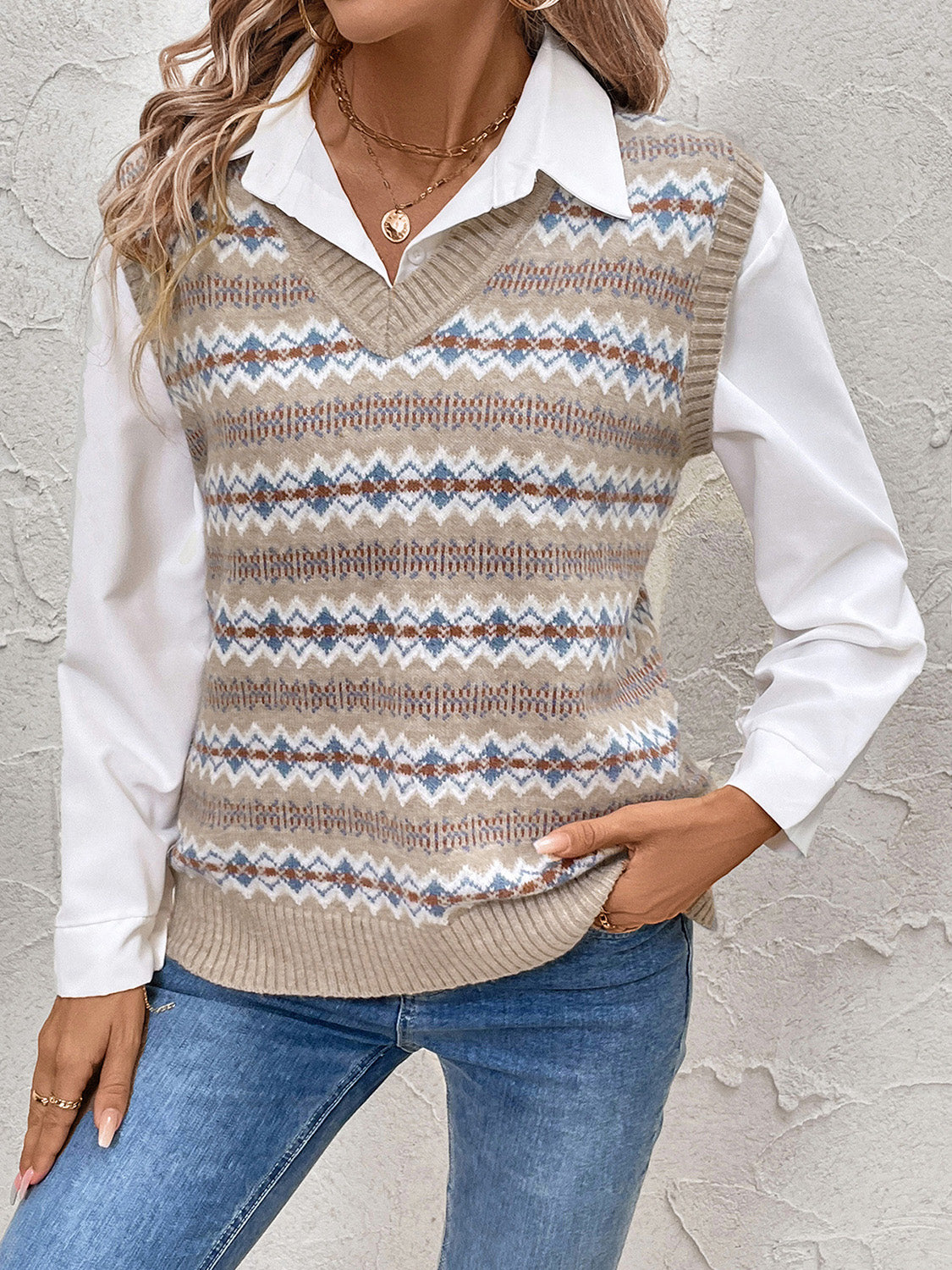 V-Neck Sweater Vest with design