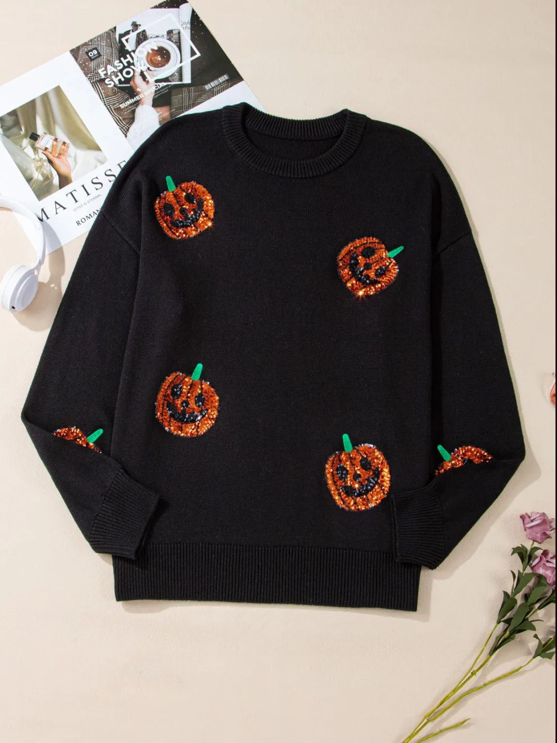 Sequin Pumpkin Sweater