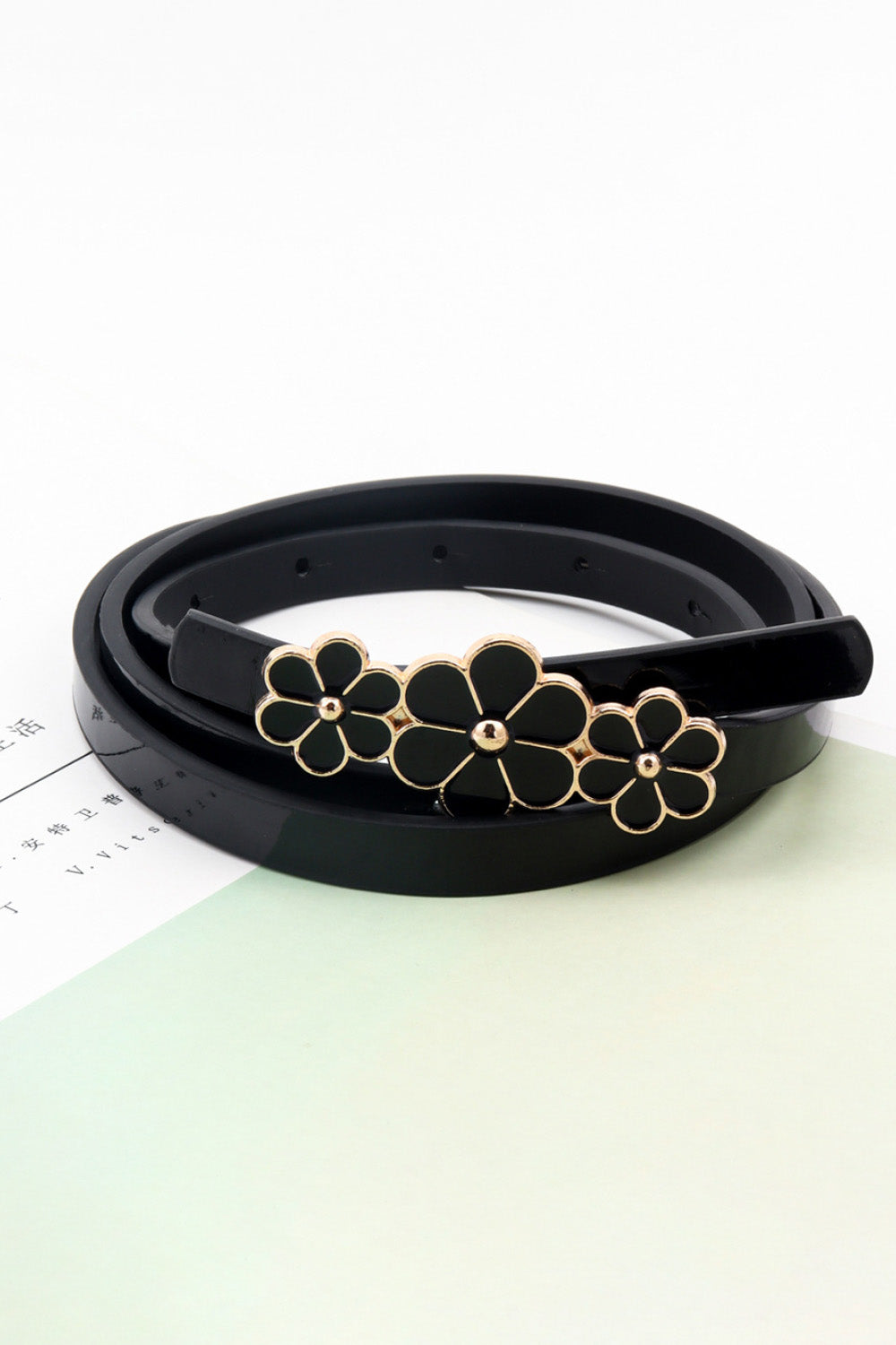 Flower Decor Skinny Belt