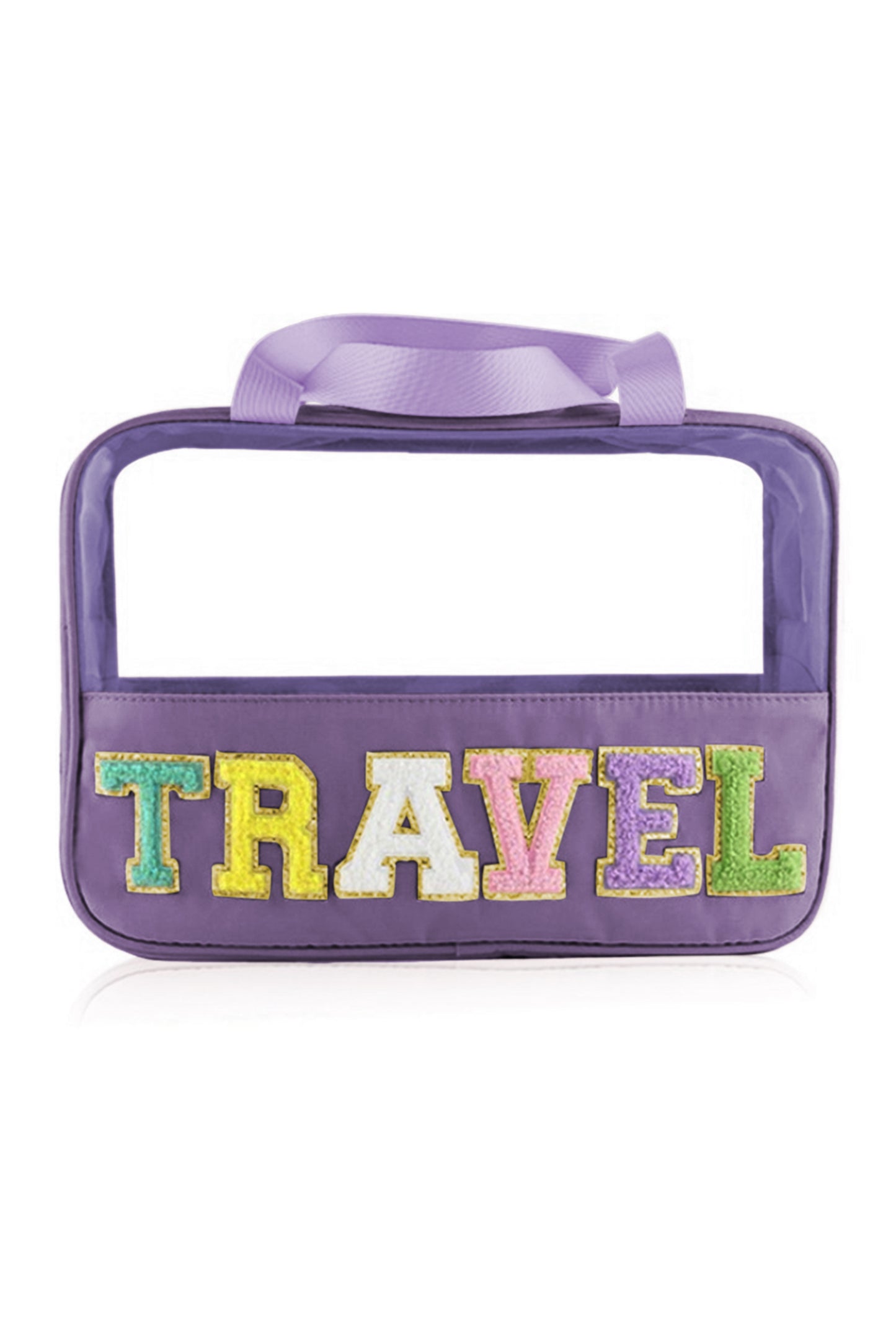 Purple TRAVEL Letter Clear Makeup Bag