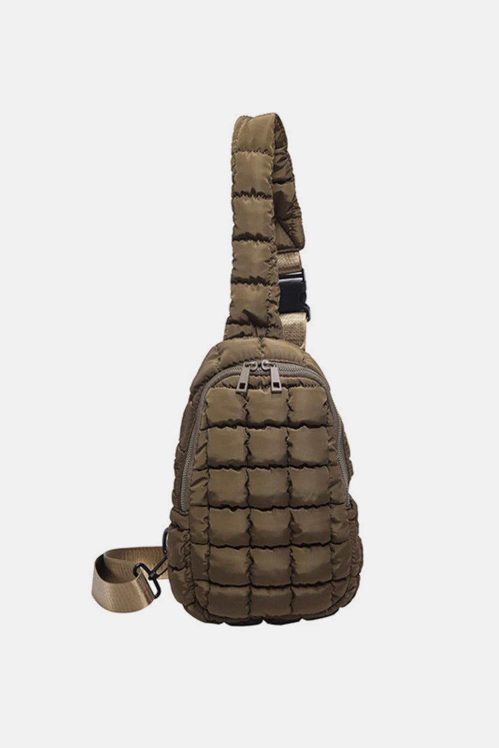 Olive Green Quilted Crossbody Bag