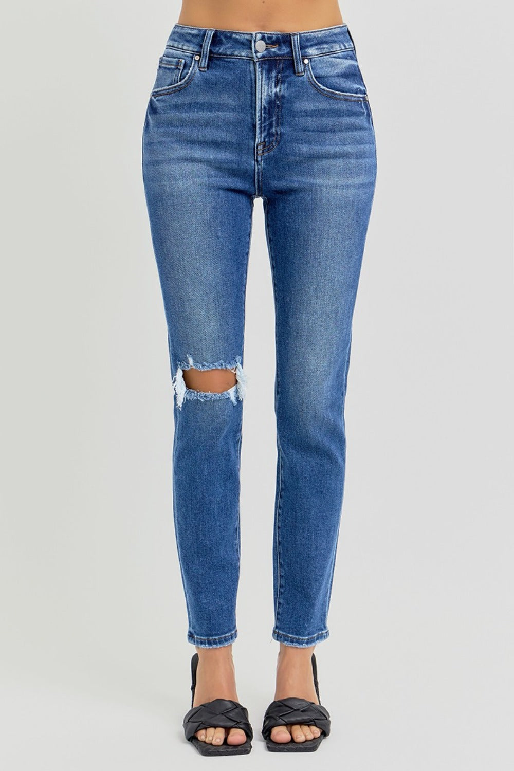 High Rise Skinny Distressed Jeans