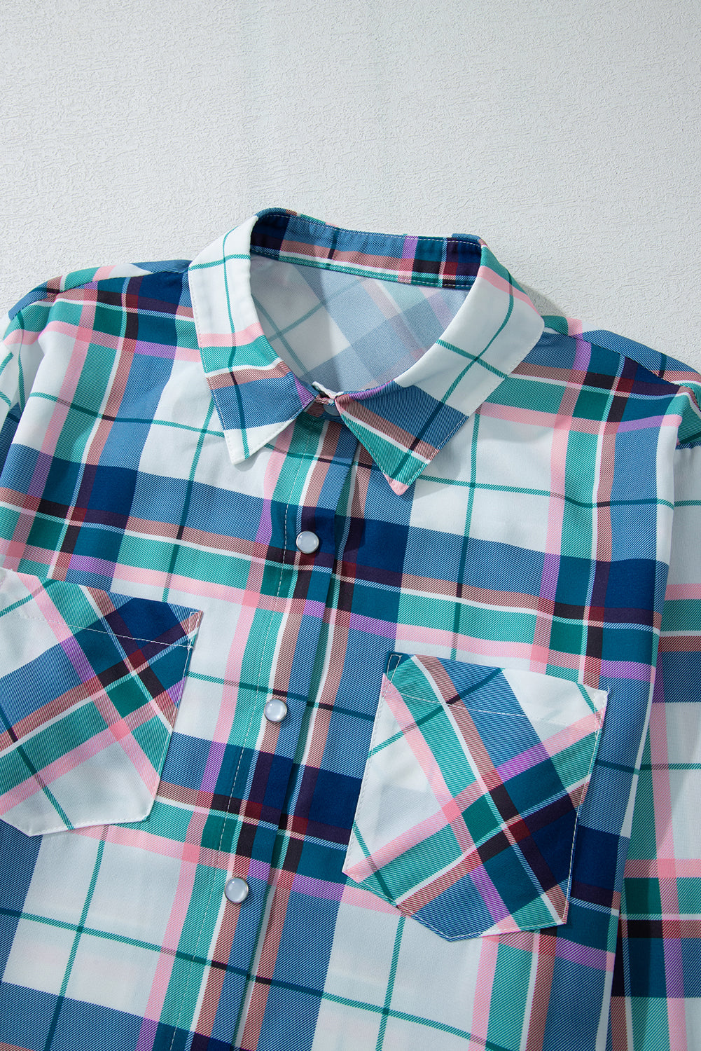 Blue Plaid Print Shirt and Shorts Lounge Set