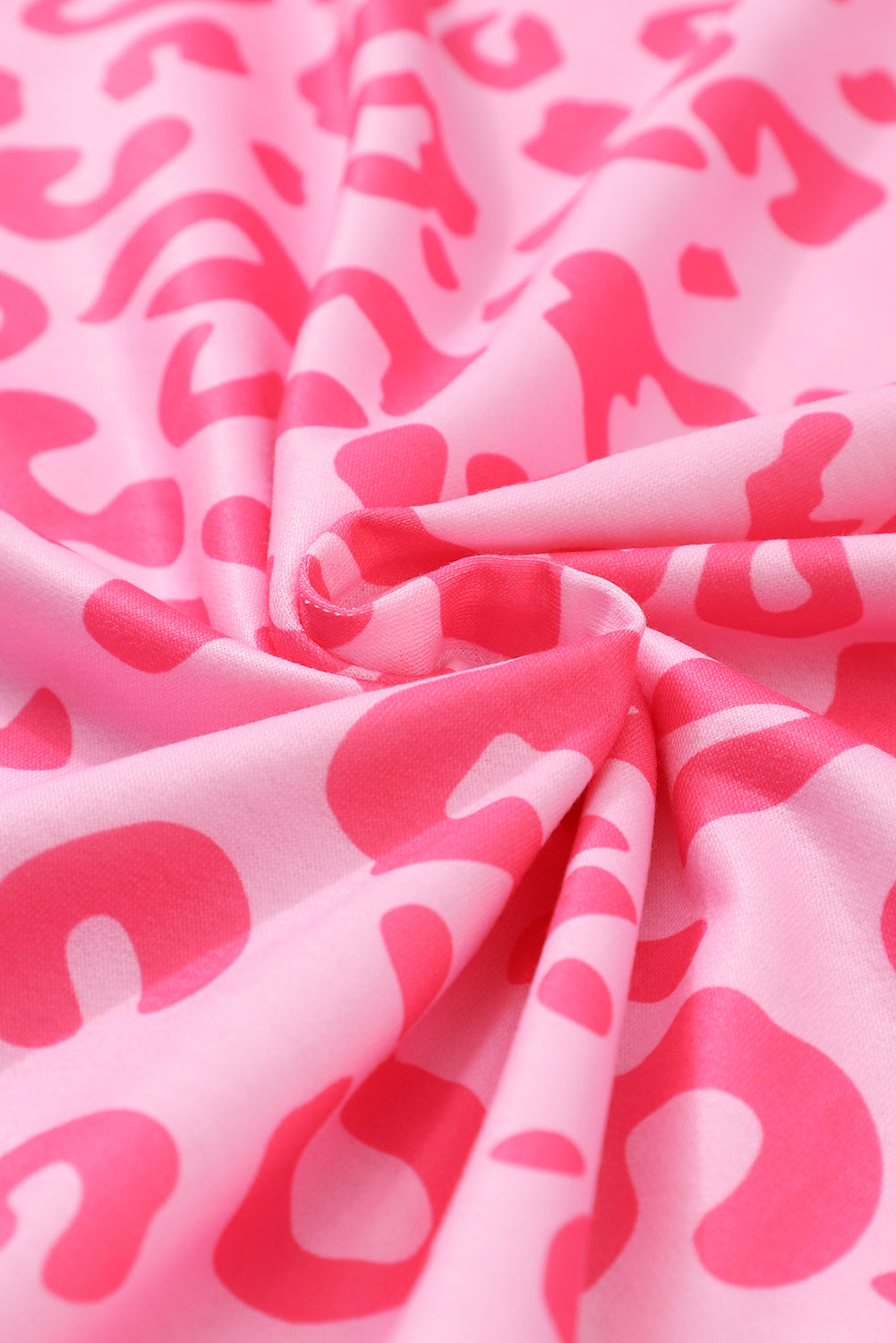 Pink Leopard Long Sleeve Satin Two Piece Set