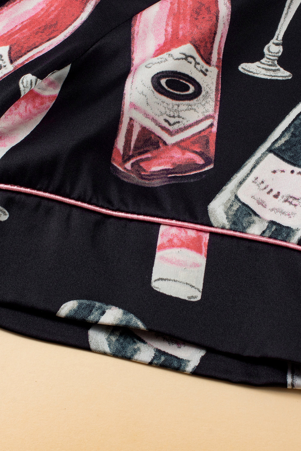 Champagne Print Silky Pajamas Set