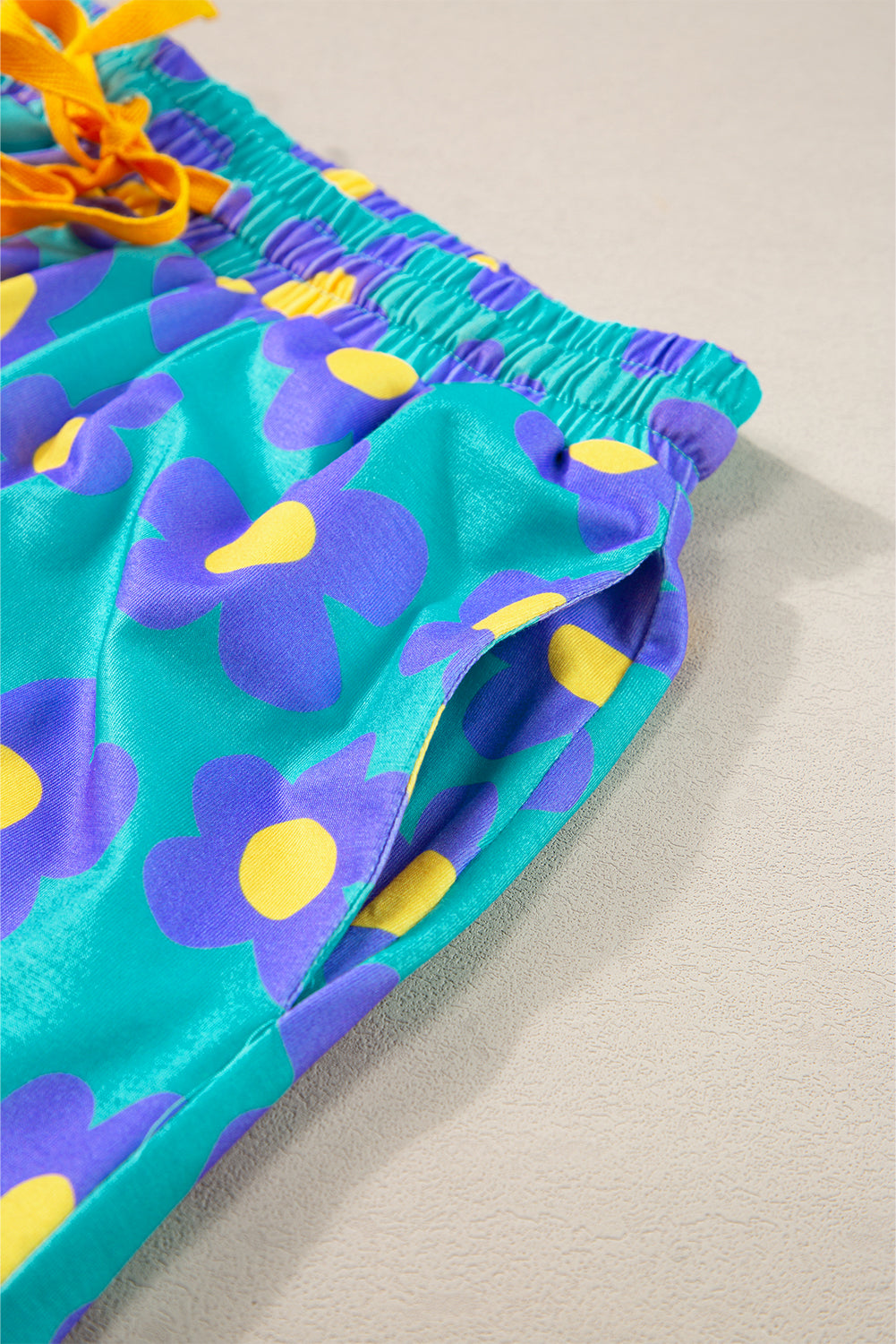 Green Flower Print Pajamas Set