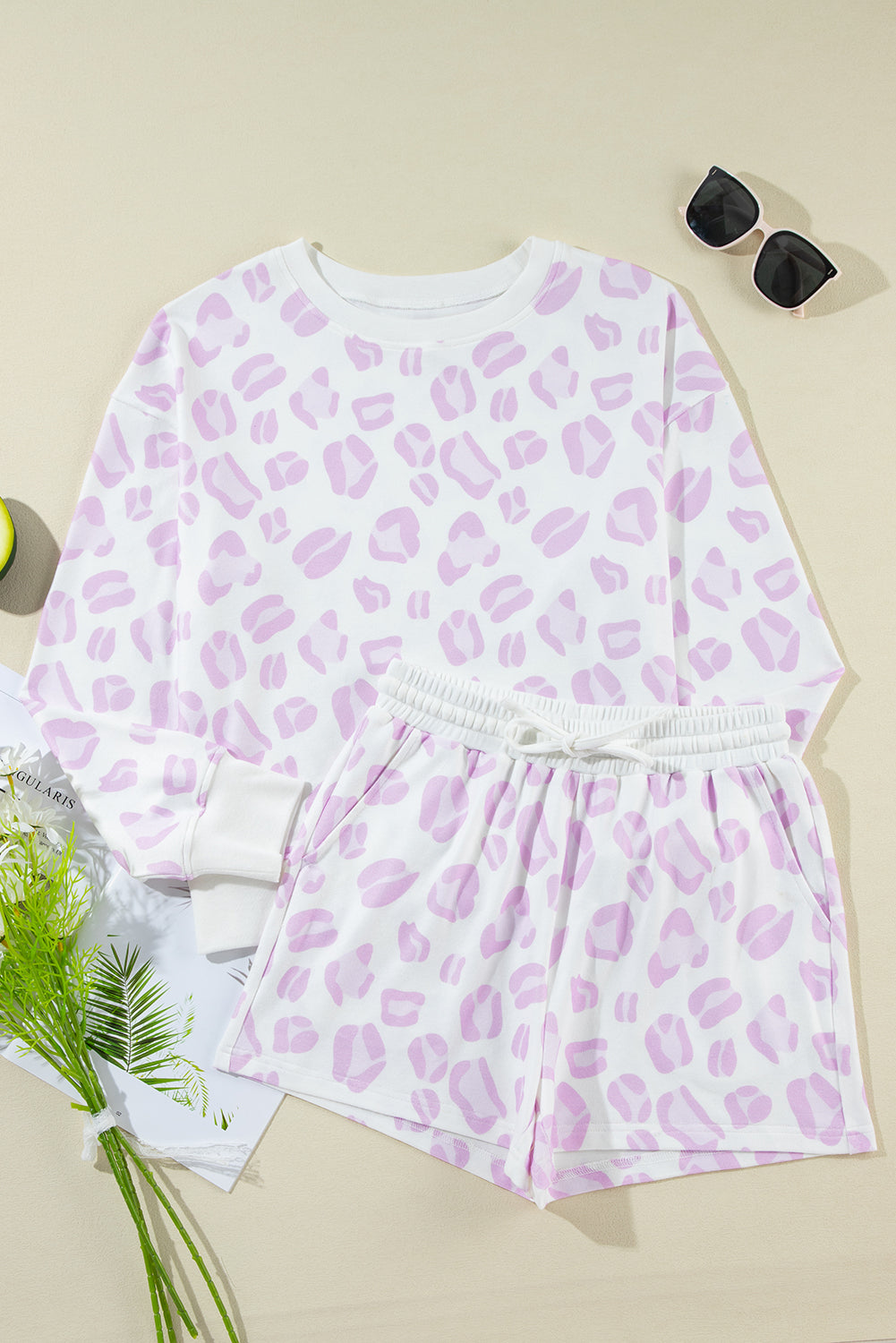 Pink Leopard Animal Print Loungewear Set