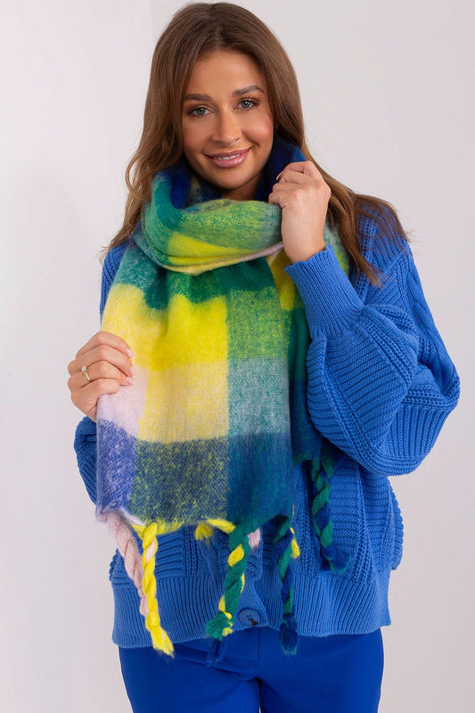 Plaid & Cozy Dreams Scarf: Green, Yellow, Blue