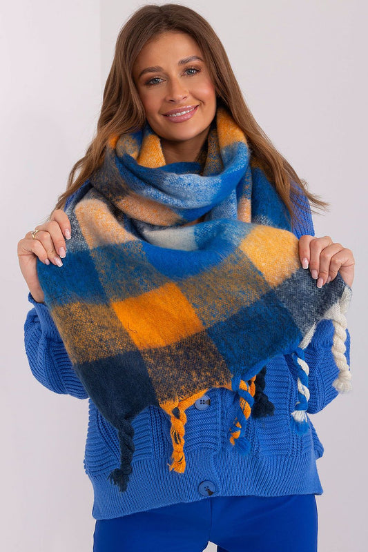 Plaid & Cozy Dreams Scarf: Blue/Orange
