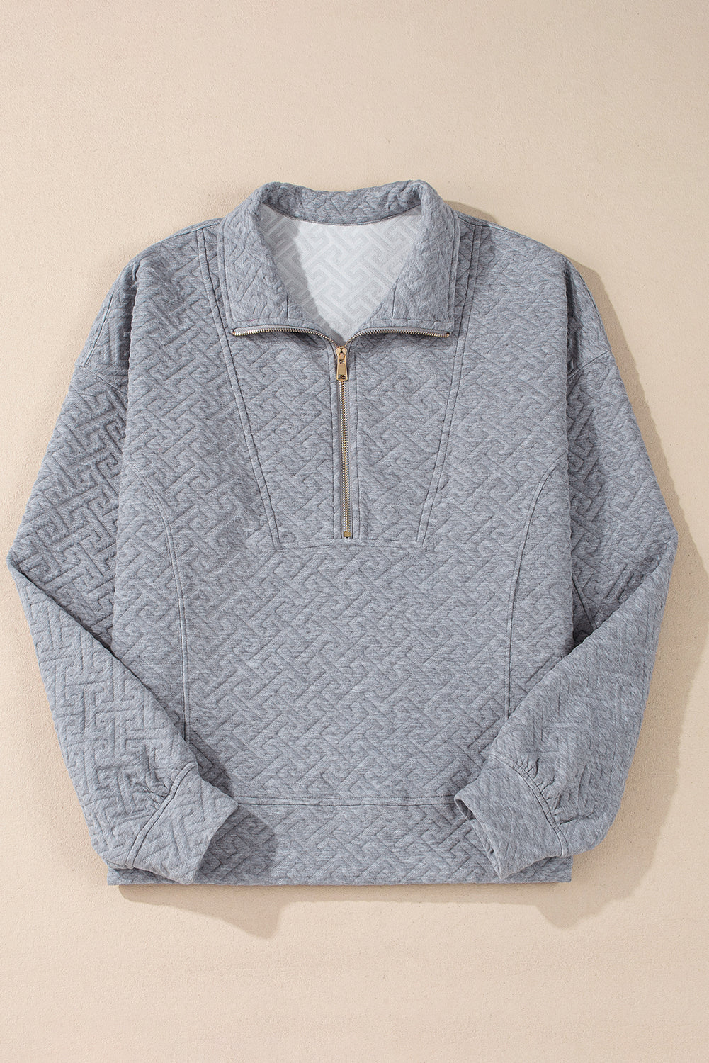 Chic Half-Zip Sweatshirt with Textured Fabric and Collared Neckline