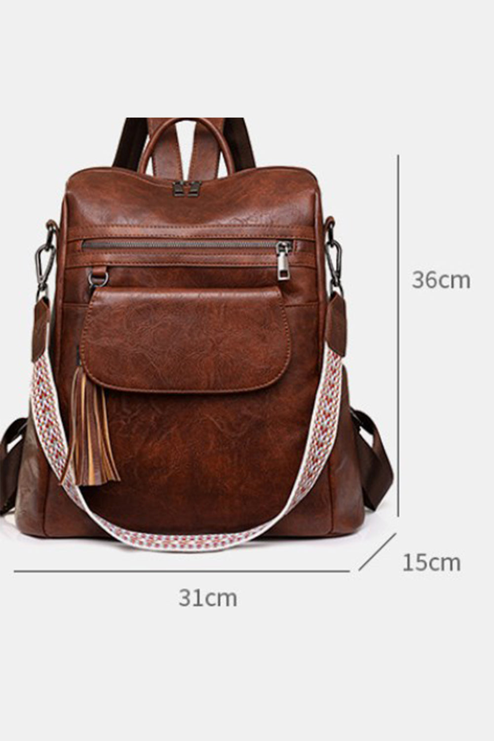 Dark Brown Tassel Retro Backpack