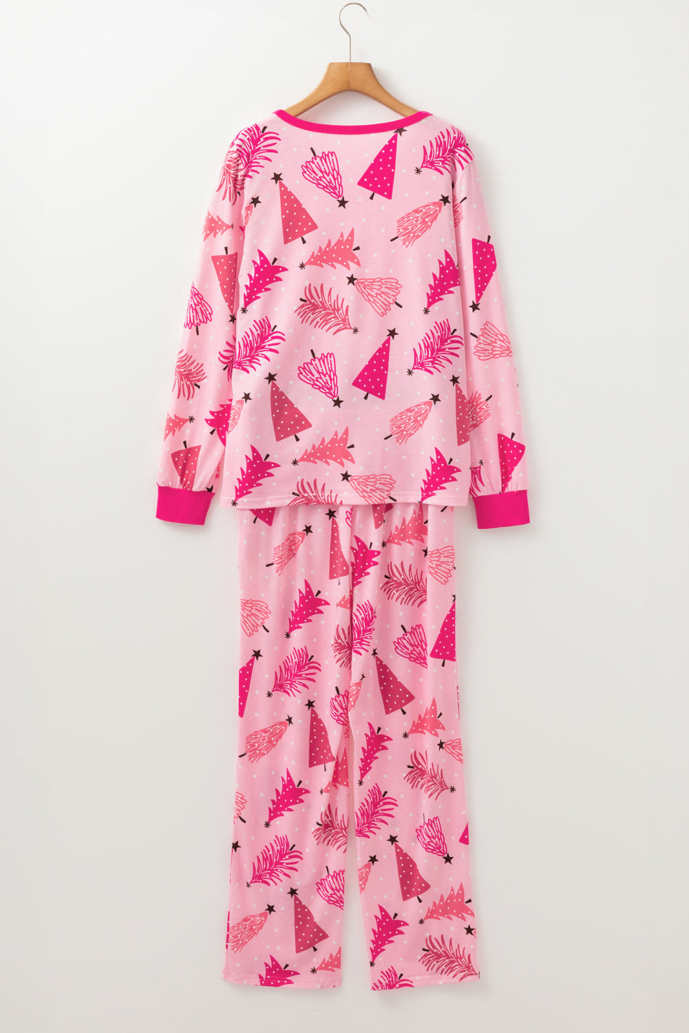 Pink Christmas Tree Print Lounge Set