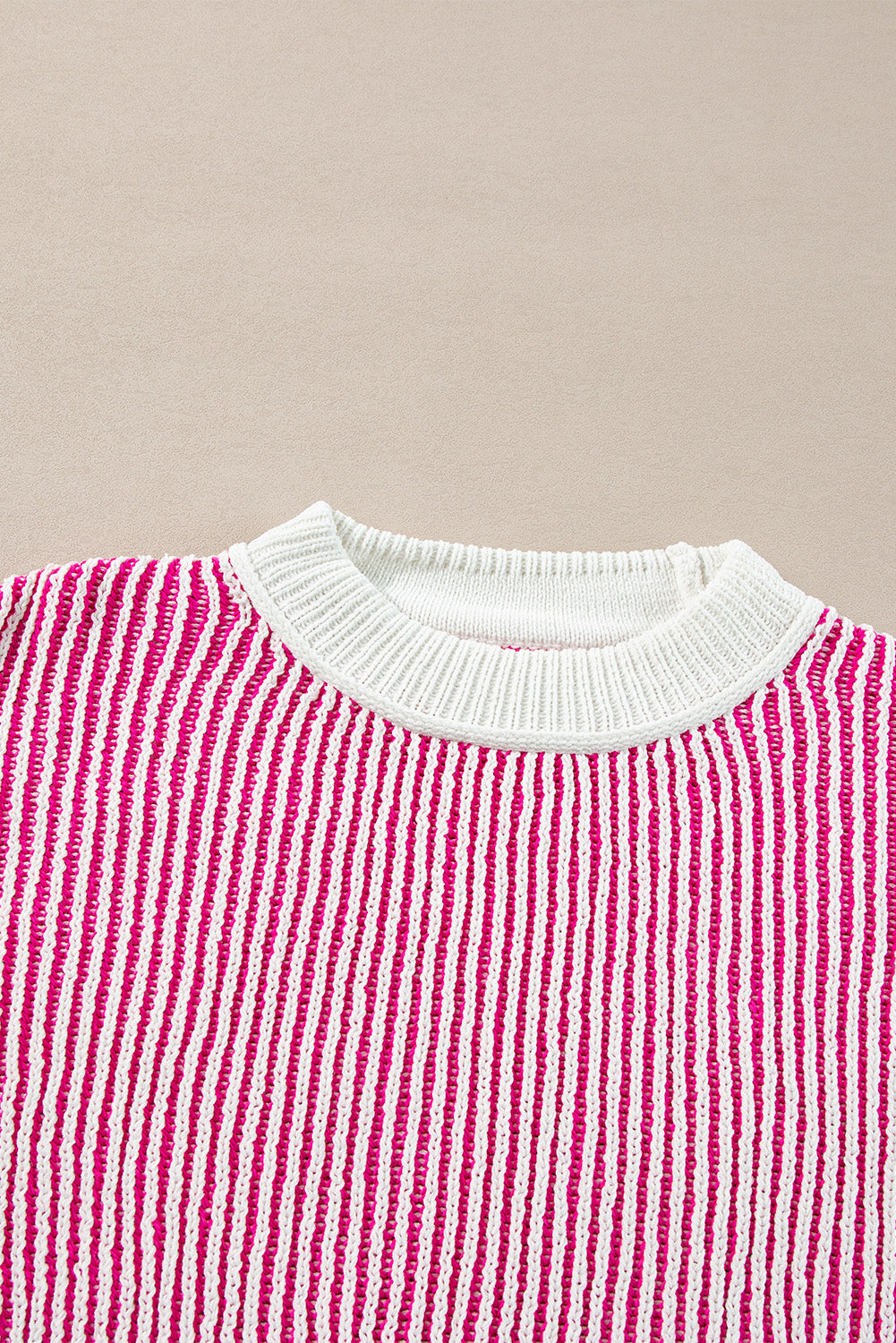 Pink Striped Textured Sweater