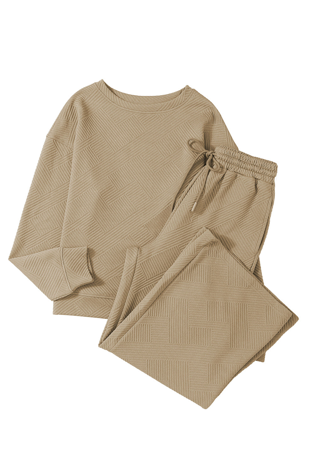 Textured Loose Slouchy Long Sleeve Top and Pants Set