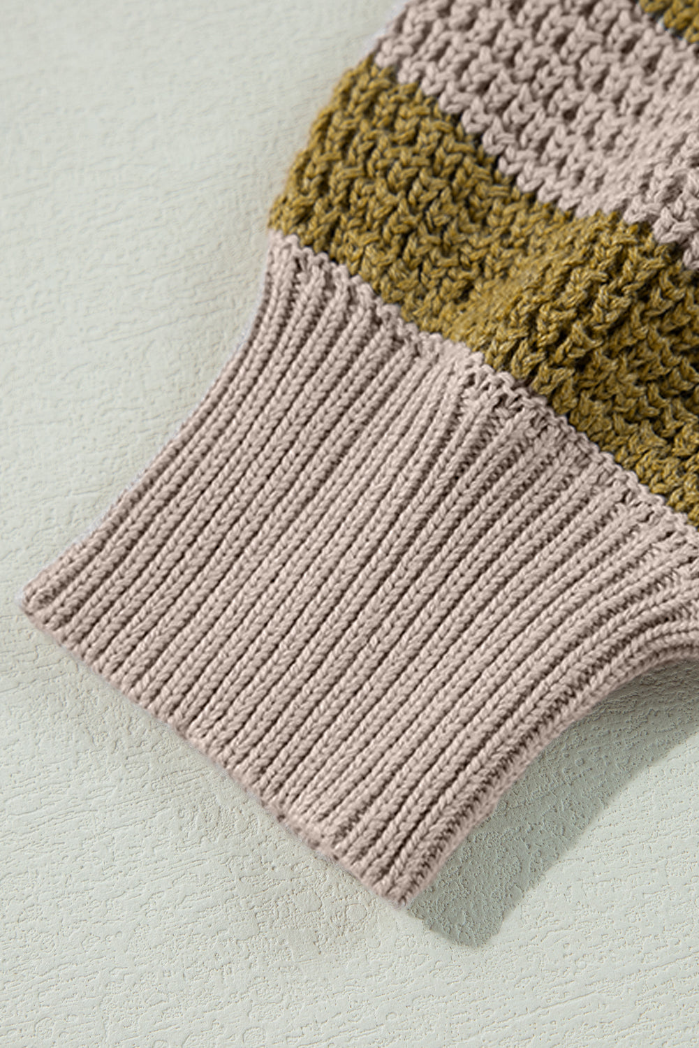 Smoke Gray Striped Plaid Waffle Knit Turtleneck Sweater