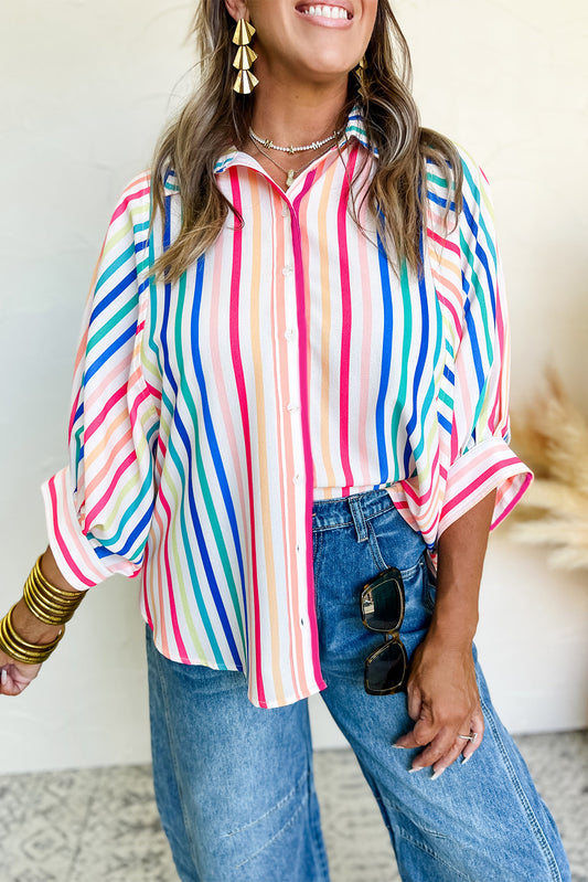 Pink Stripe Button Up Casual Shirt