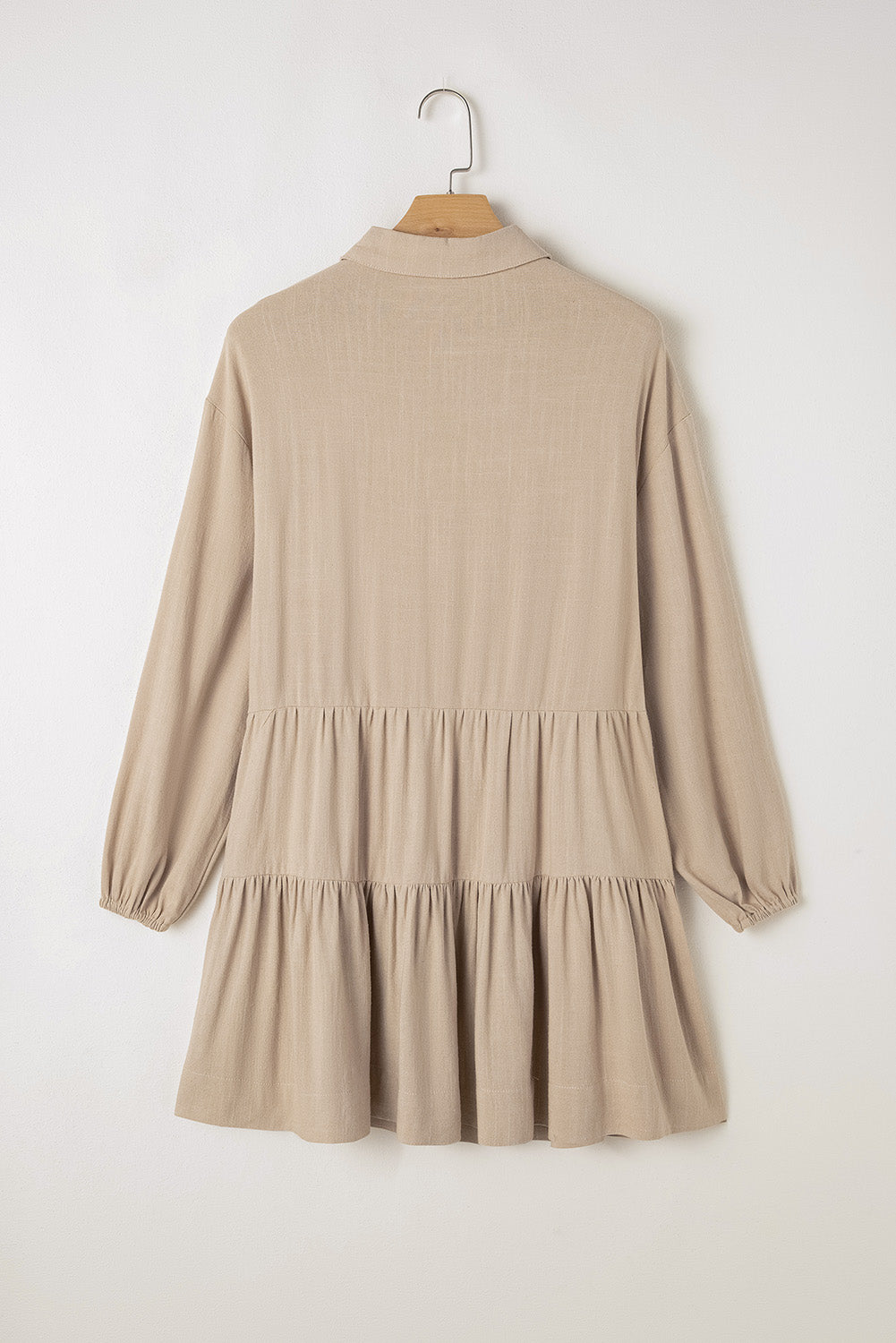 Tiered Pleated Shirt Mini Dress