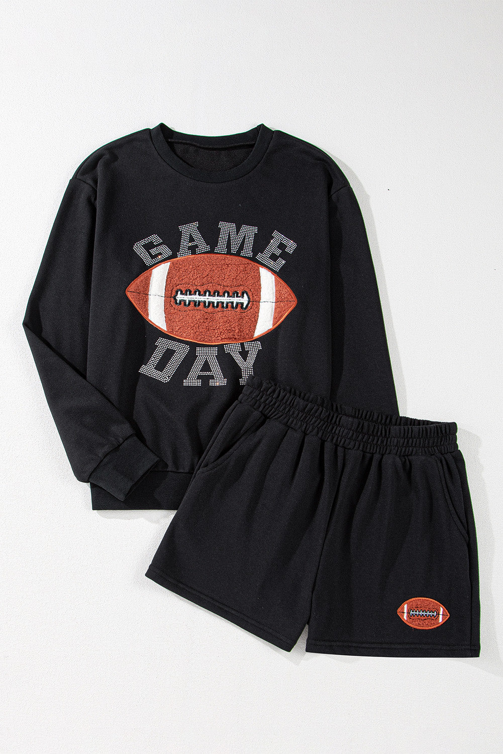 Black GAME DAY Football Graphic Pullover and Shorts Set