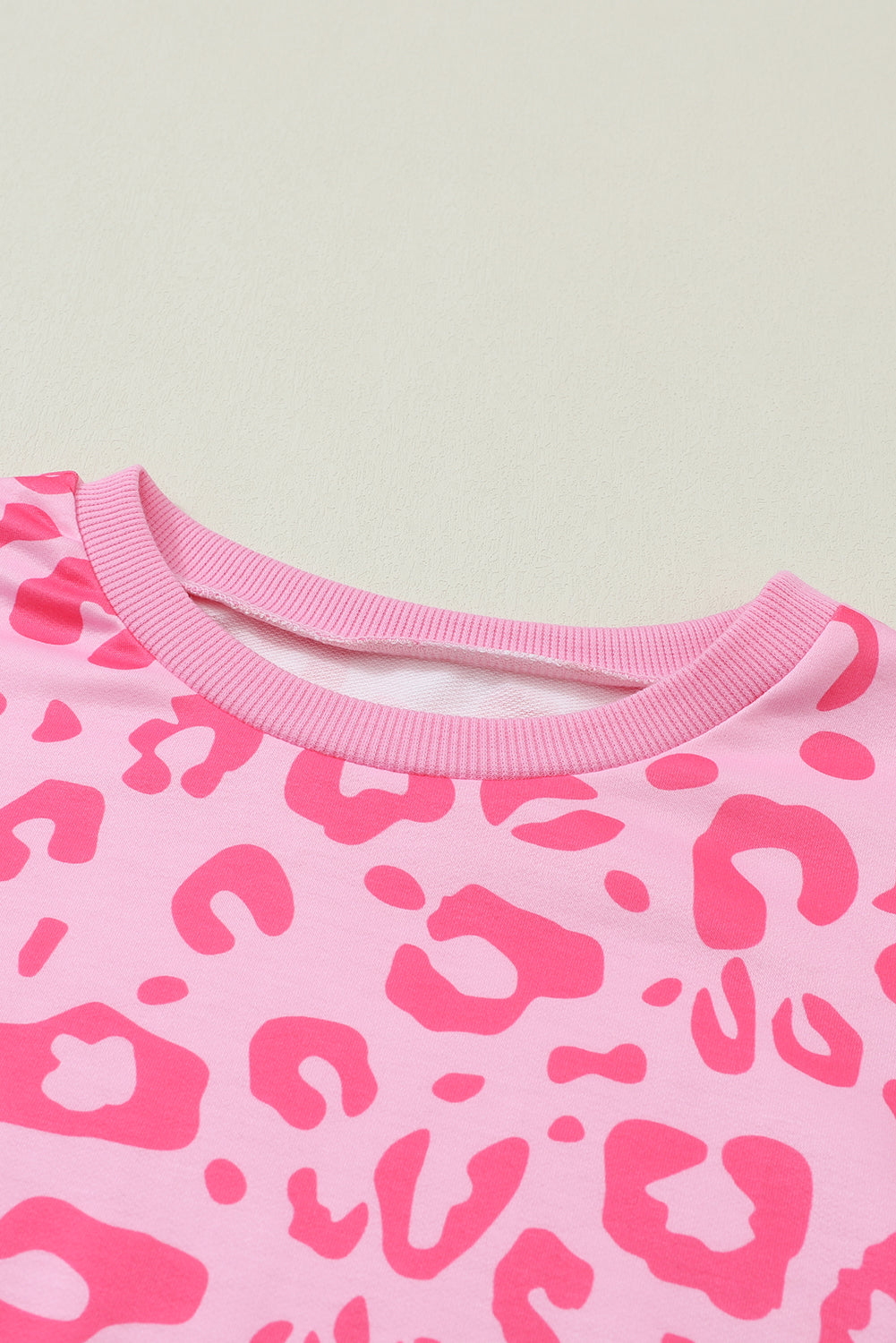 Pink Leopard Long Sleeve Satin Two Piece Set