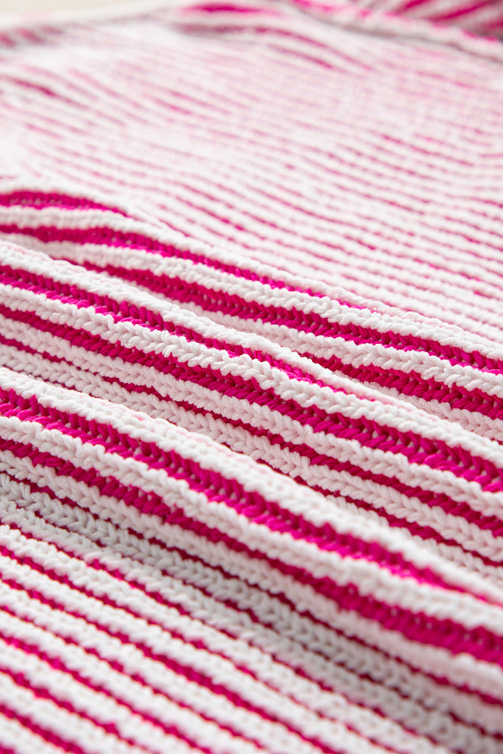 Pink Striped Textured Sweater