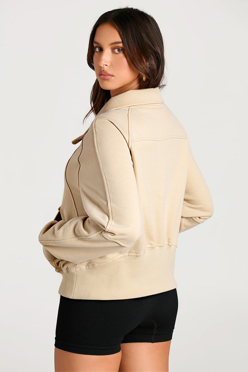 Versatile Stand Neck Quarter Zip Pullover with Kangaroo Pocket
