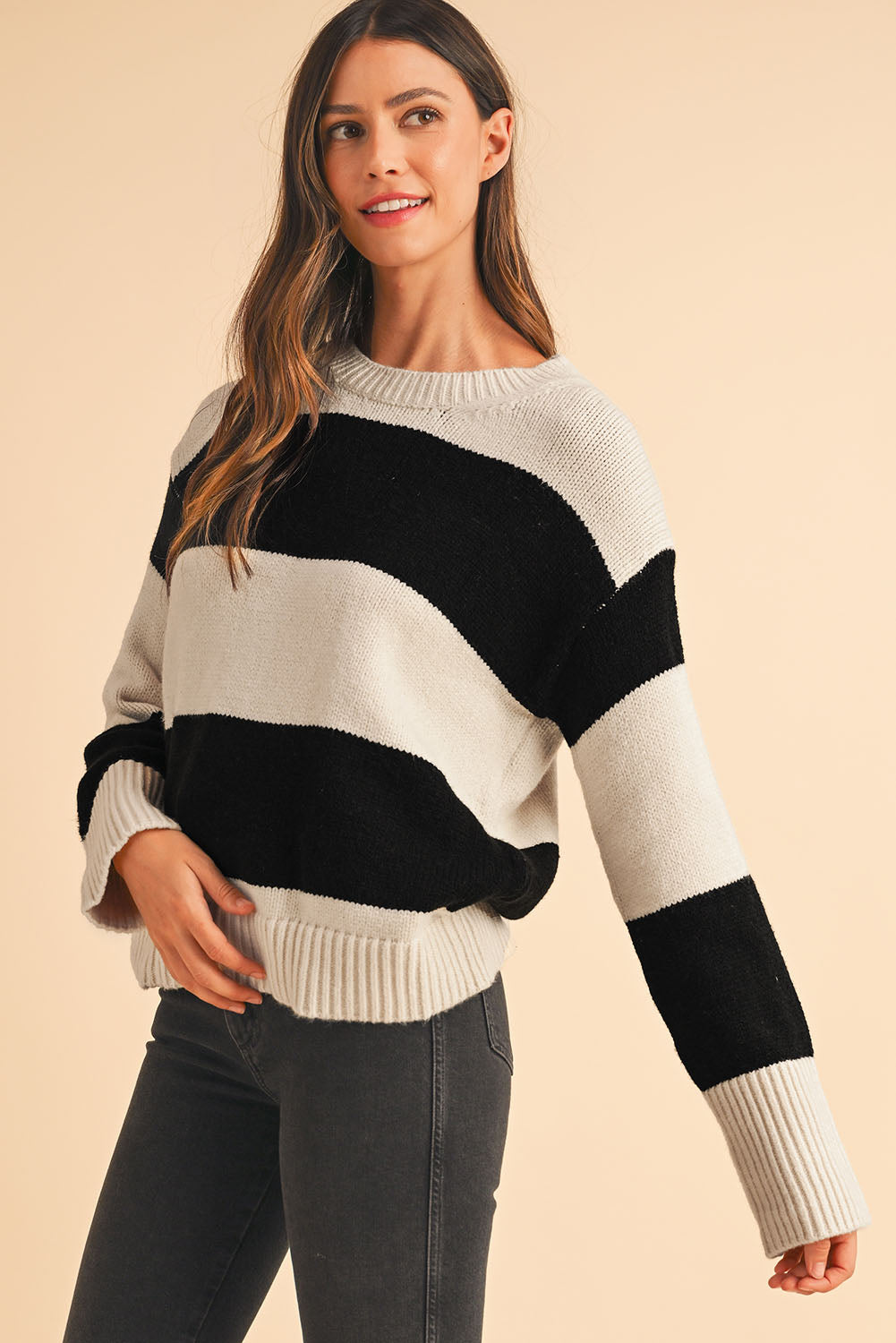 Jet Stream Colorblock Loose Pullover Sweater