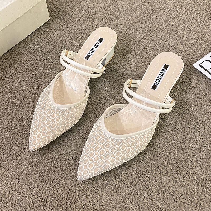 Sheer Point Toe Block Heel Sandals